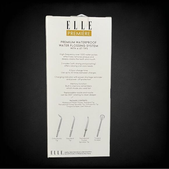 ELLE PREMIER Premium Waterproof Water Flossing System With 4 Jet Tips New In box - Picture 6 of 6